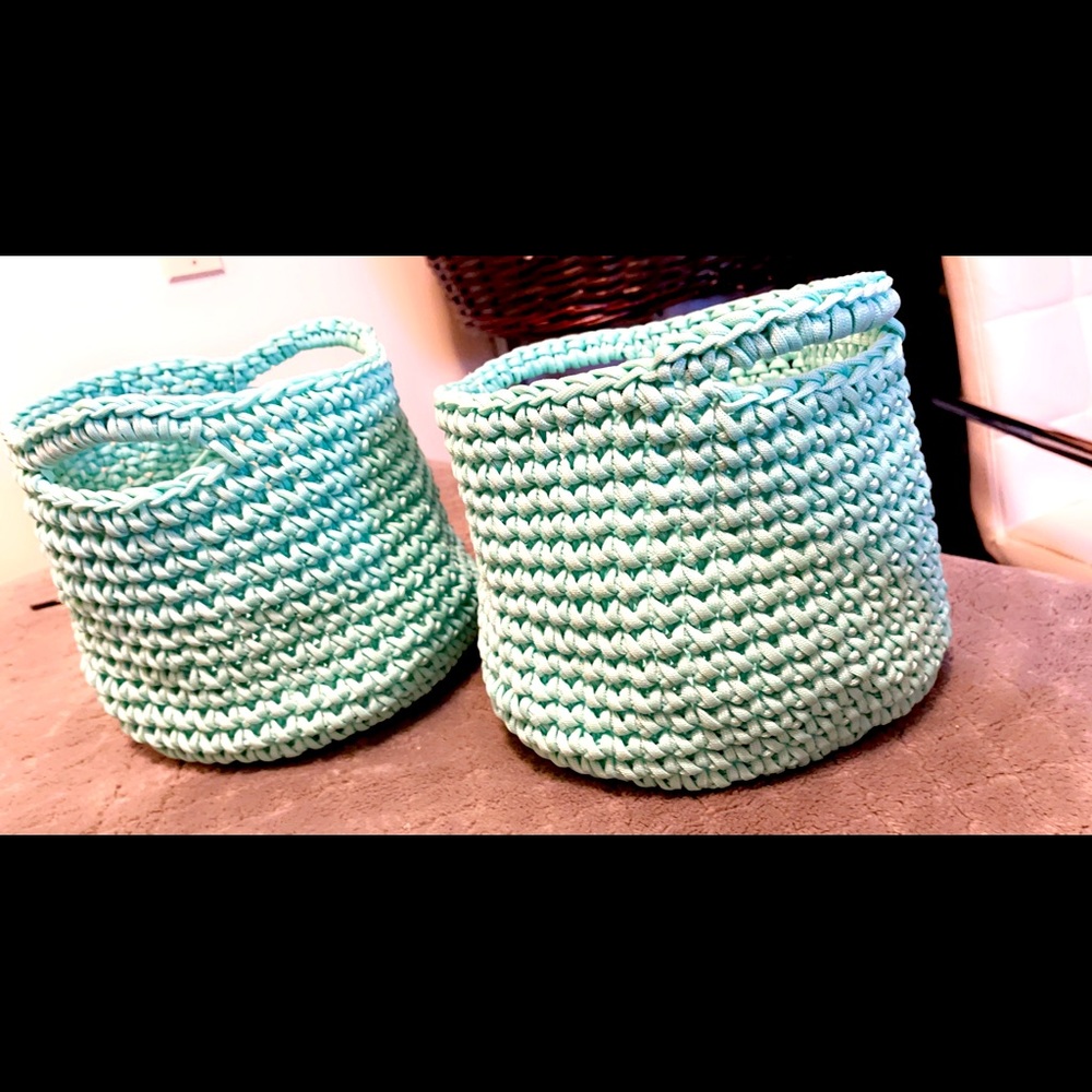 x2 Large Round Crochet Baskets